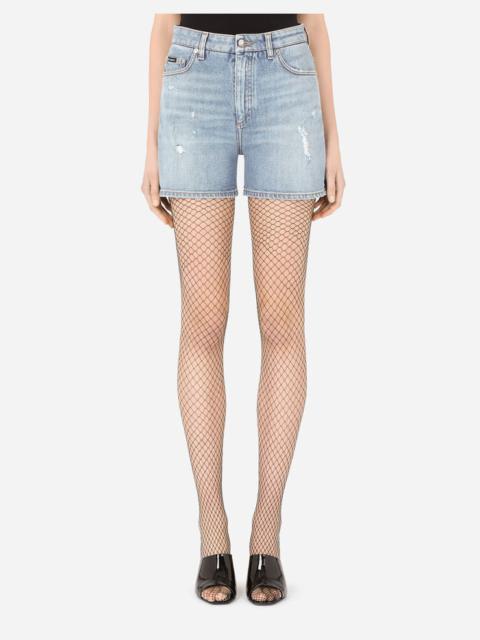 Dolce & Gabbana Light blue stretch denim shorts