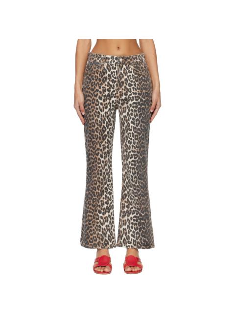 GANNI Brown Leopard Betzy Jeans