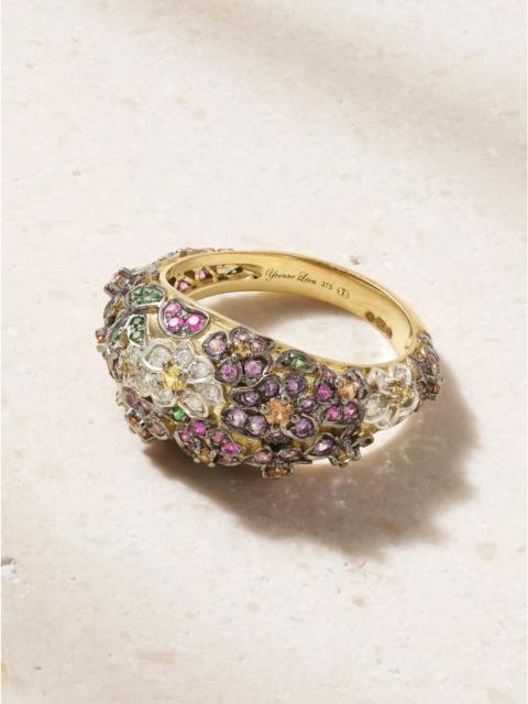 Yvonne Léon Bague Dôme mini 9-karat yellow and white gold multi-stones ring Multi