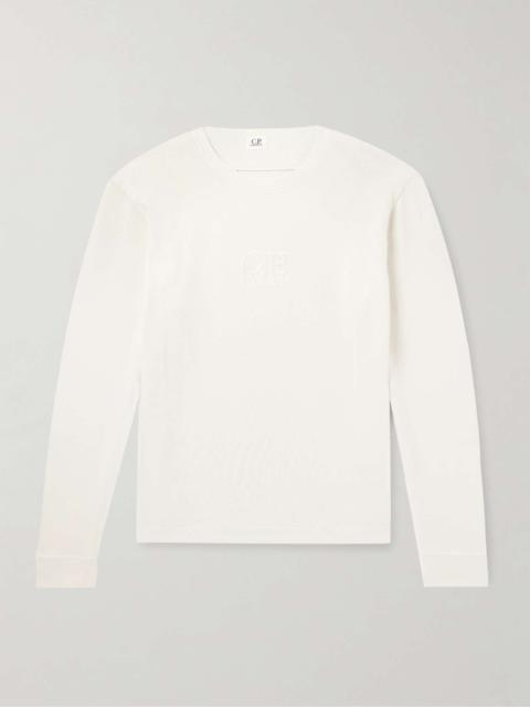 Logo-Embroidered Bouclé-Trimmed Cotton-Jersey Sweatshirt