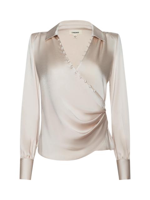 L'AGENCE Bernice Satin Wrap Blouse