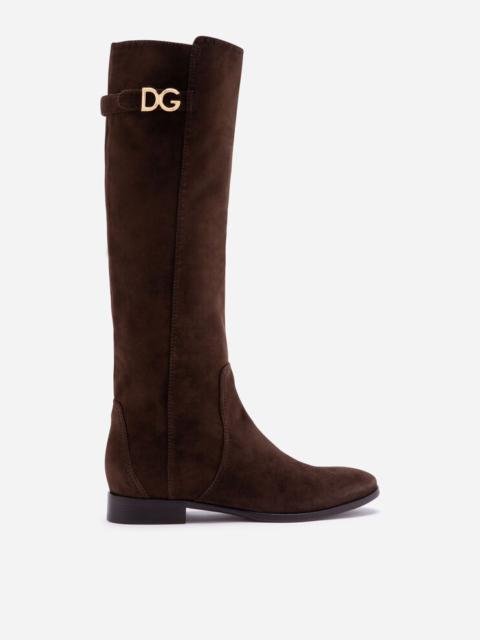 Suede boots with DG logo