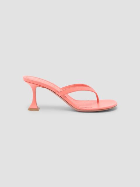 Amina Muaddi Women's Juliette 70MM Leather Trumpet Heel Sandals - Pearly Latte Patent