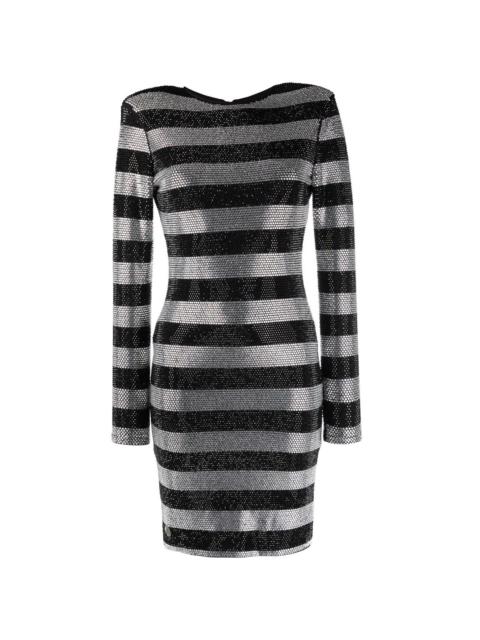 crystal-stripes fitted mini dress