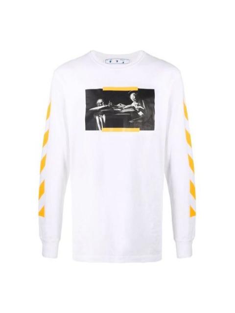 Off-White Men's Off-White FW21 Caravaggio Painting Long Sleeves White T-Shirt OMAB001F21JER0040184