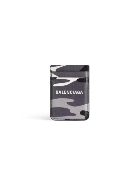 BALENCIAGA Men's Cash Magnet Card Holder Camo Print in Grey/white