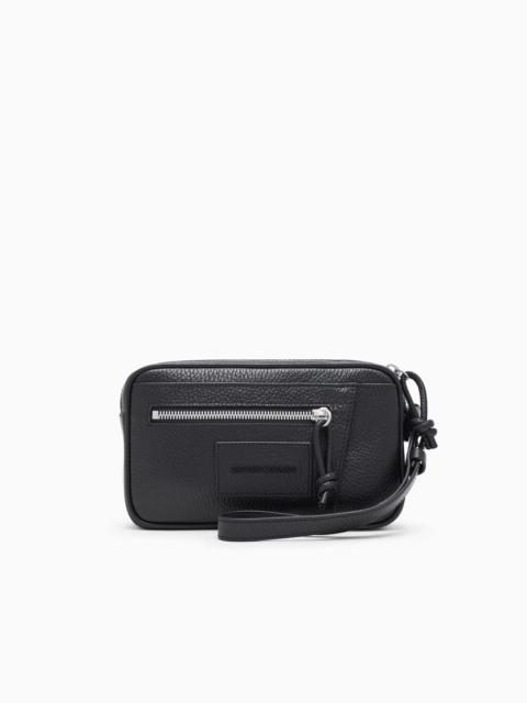 EMPORIO ARMANI TUMBLED LEATHER WASHBAG