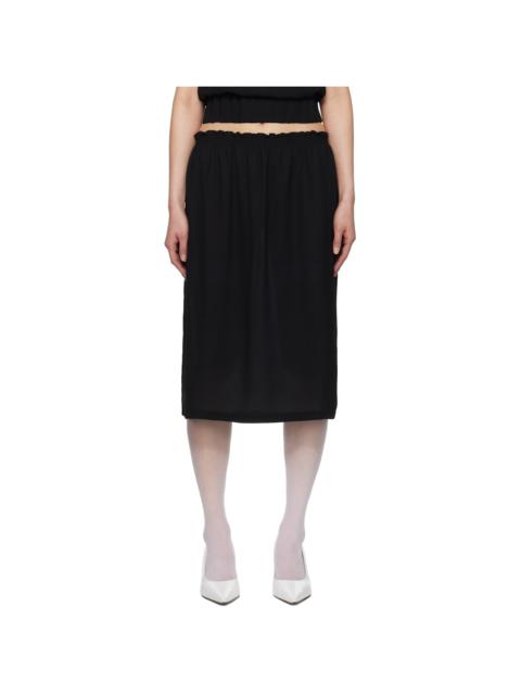ASHLEY WILLIAMS Black Smocked-Waist Midi Skirt