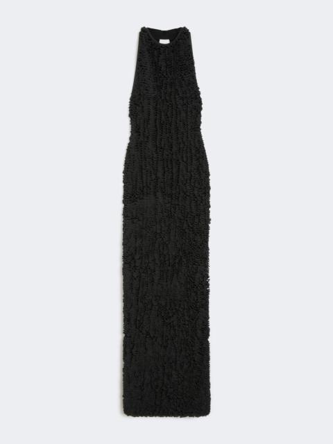 Max Mara Viscose yarn dress with micro-flounces - BLACK