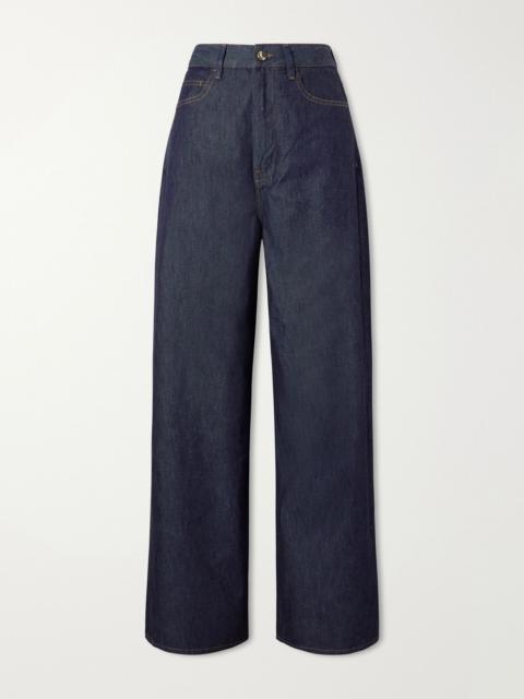 OSSOU Slick Pant high-rise wide-leg jeans Dark denim