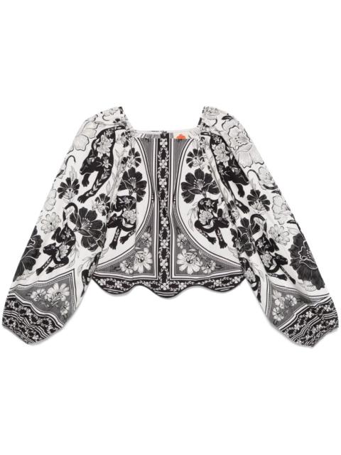FARM RIO Flower Leopard blouse