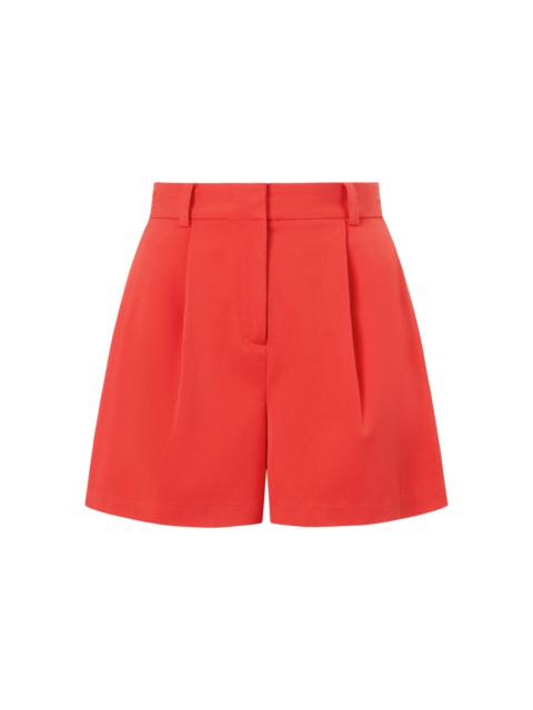 Heather Pleated Crepe Shorts red