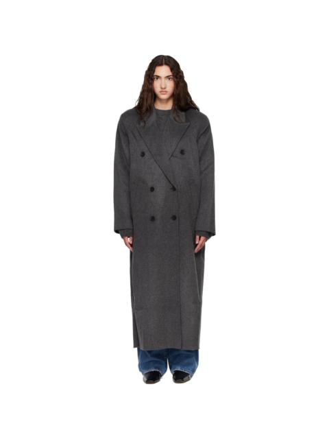 The Frankie Shop Gray Gaia Double-Breasted Coat