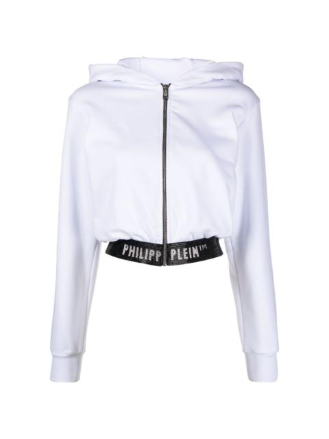 logo-waistband cropped hoodie