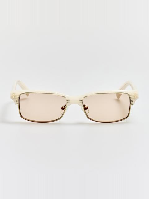 LINDA FARROW Gardian Sunglasses in Striped Cream