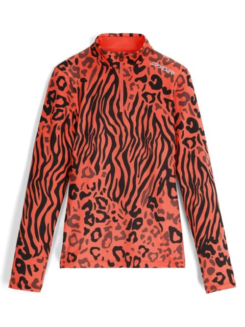 SPYDER Womens Vivid Half Zip Jacket - Animal Print Coral Haze