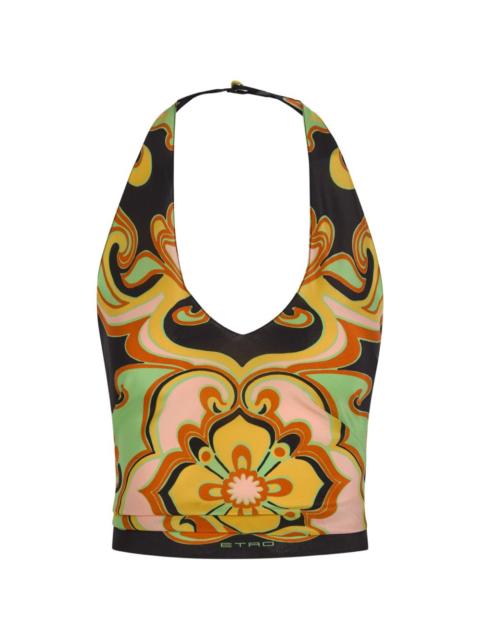 floral-print halterneck top