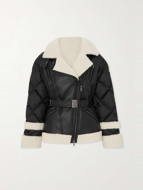 BOGNER Luna belted shearling and quilted shell down jacket