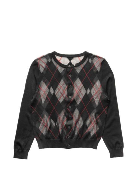 SPENCER BADU argyle-pattern mesh cardigan