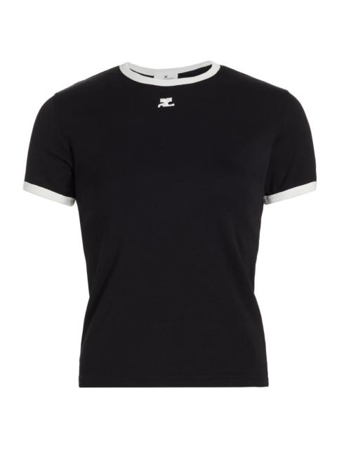 courrèges Women's Reedition Contrast Cotton Tee - Black Heritage White
