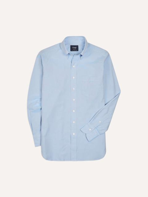Drake's Blue Pinpoint Oxford Cotton Cloth Button-Down Shirt
