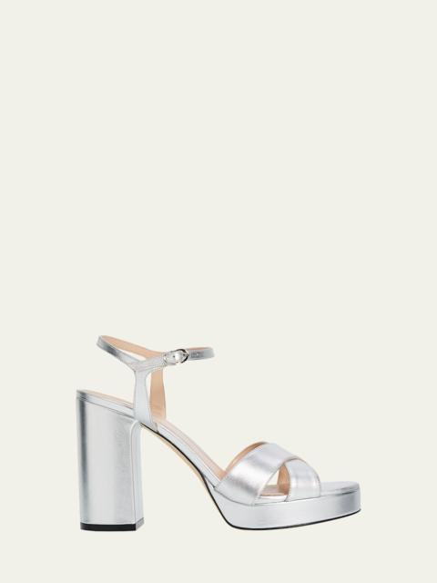 Stuart Weitzman Dayna Metallic Crisscross Platform Sandals