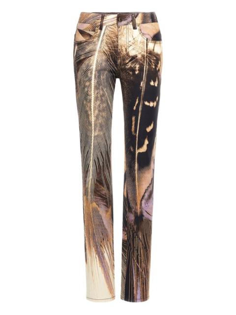 Roberto Cavalli feather-print slim trousers