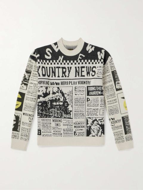 8G Newspaper Intarsia-Knit Sweater