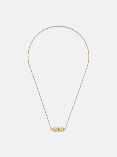 MARIE LICHTENBERG Coco Micro 18kt gold locket necklace with emeralds