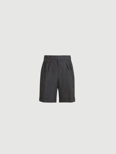 Brunello Cucinelli Lightweight délavé linen Bermuda shorts with double pleats and waist tabs