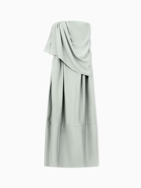 GIORGIO ARMANI DRESS WASHED SILK BUSTIER WITH ASYMMETRICAL GATHERED PANEL