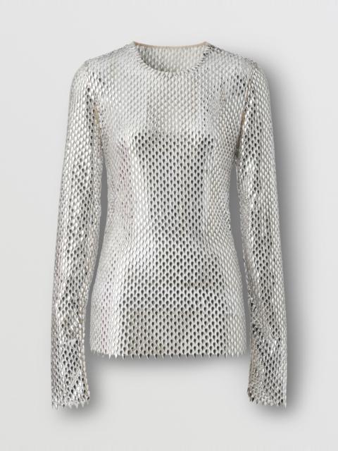 Metallic Paillette-embellished Mesh Top