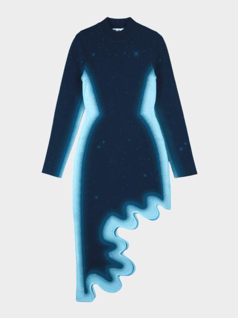 PH5 Dobby Wavy High-Low Midi Dress