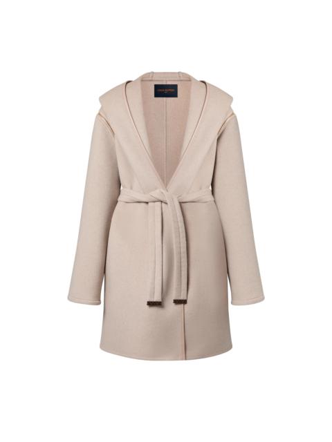 Louis Vuitton Zipper Sleeve Hooded Wrap Coat