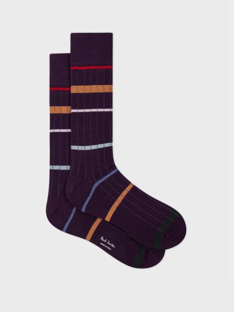 Paul Smith Purple Spaced Stripe Ribbed Socks