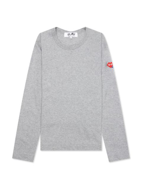 COMME DES GARCONS PLAY X THE ARTIST INVADER WOMEN'S L/S TEE - GREY