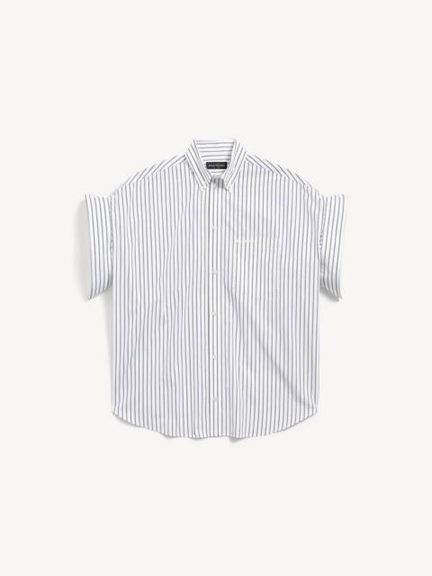 BALENCIAGA Women's Tucked Sleeve Shirt in White/blue