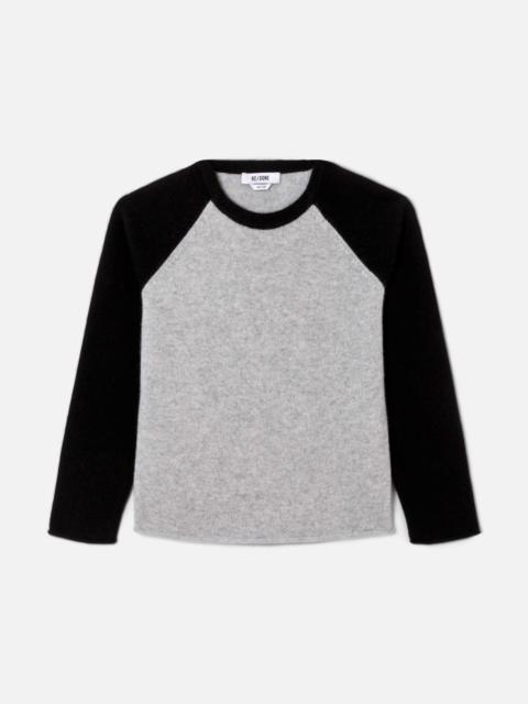 RE/DONE Shrunken Baseball Raglan - Light Heather Grey/Black