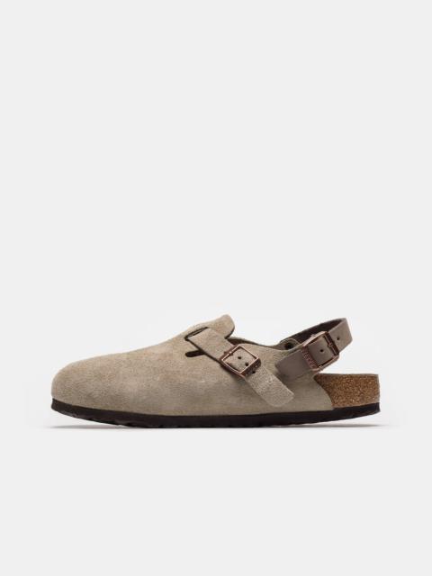 Womens Tokio Suede Clog in Taupe