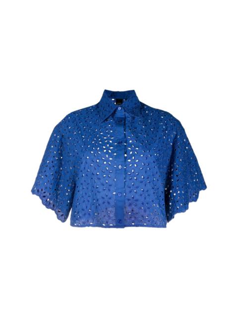 floral-motif perforated shirt