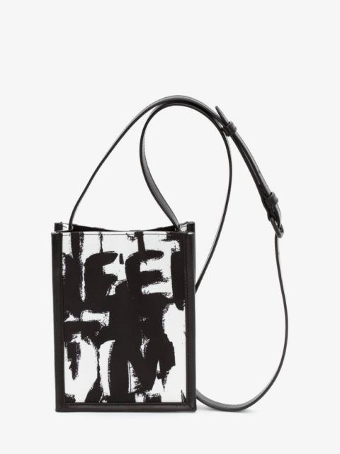Mcqueen Graffiti Edge Mini Crossbody Bag in Black/off White