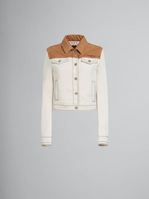 Marni ECRU BIO DENIM TRUCKER JACKET WITH CONTRAST YOKE