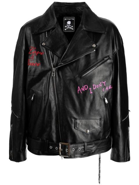 MASTERMIND WORLD embroidered leather jacket