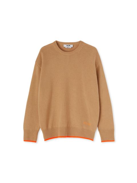 Round neck jumper in wool and cashmere