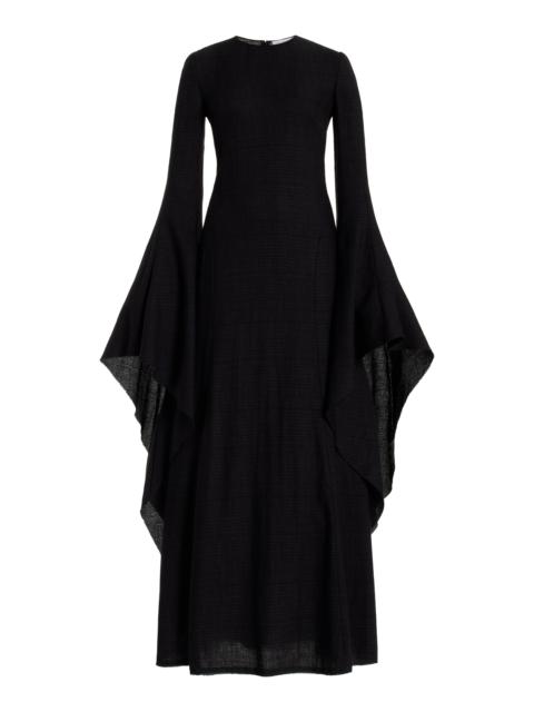 Sigrud Draped Dress in Silk Wool Gauze