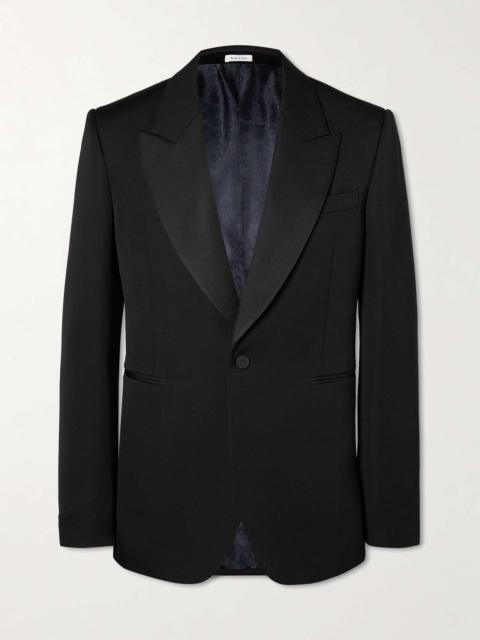 Alexander McQueen Silk-Satin Trimmed Wool-Twill Blazer