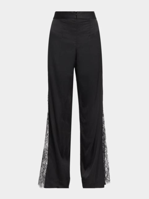 JBQ Deacon Lace-Insert Satin Pants