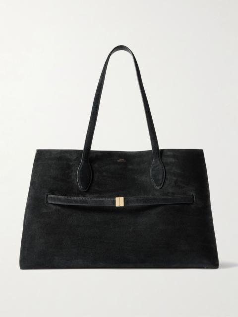 TOTEME Lounge large leather-trimmed suede tote Black