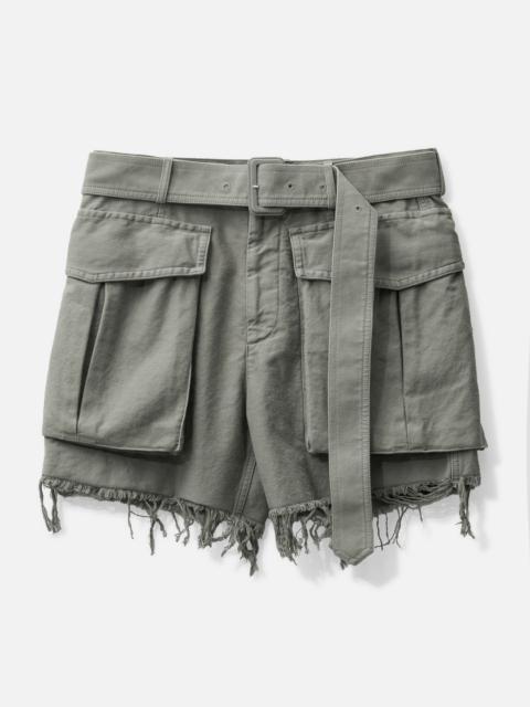 BELTED COTTON SHORTS