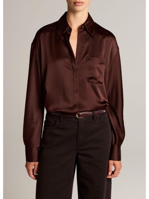 Vince Silk Satin Dolman-Sleeve Button-Front Shirt